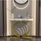 40 inch Modern Faux Marble Entryway Table with Black Base, Suitable for Living Room, Hallway, Bedroom, Entryway, Foyer